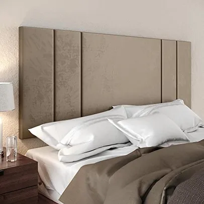 Cabeceira Painel para Cama de Casal Estofada Suede Bege - Sleep - Mania de Móveis