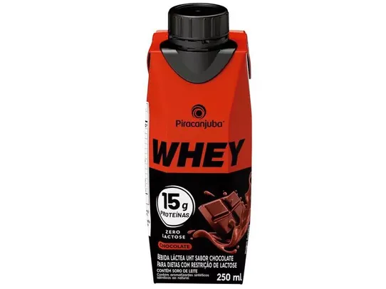 Bebida Láctea UHT com 15g de Proteína Piracanjuba - Whey 15g Chocolate, Morango ou Coco Zero Lactose 250ml