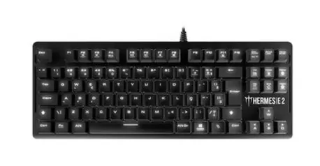 Teclado Mecânico Gamer Gamdias Hermes E2, LED Branco, Switch Huano Blue, Layout ABNT2, Preto 