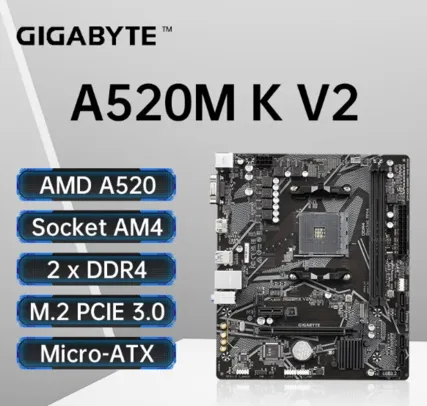 (Taxa inclusa) Placa mãe Gigabyte A520m K V2 