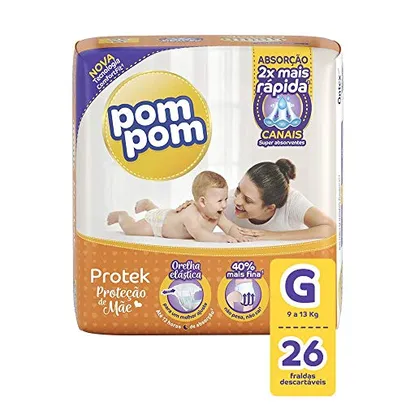Fralda PomPom Protek Proteção de Mãe, G, Jumbo, pacote de 26 R$18