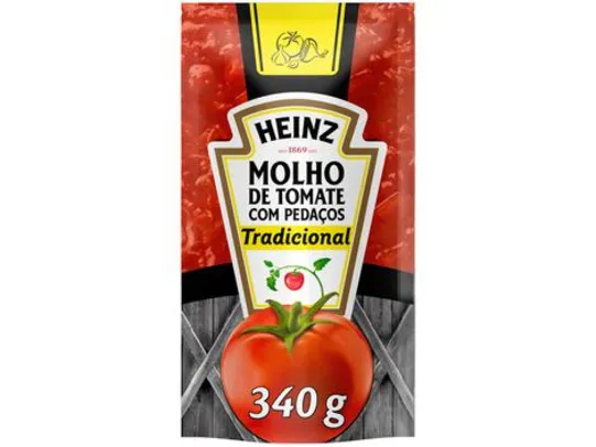 [Cliente Ouro]Molho de Tomate Tradicional Heinz 340g | Leve 6 Pague 5 | R$ 1,33