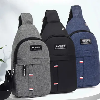 [Imposto Incluso] Bolsa de peito de nylon masculina, ombro único, esportes casuais, viagem, novo estilo 