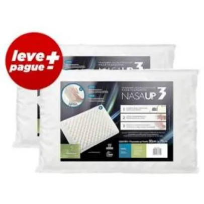 [Ricardo Eletro] Kit Promocional 2 Travesseiros NasaUp 2 em 1: Tecnologia Viscoelástico e com toque massageador Branco - Fibrasca por R$ 45