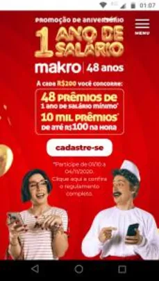 Aniversário Makro - concorra a prêmios a cada R$200 de compra