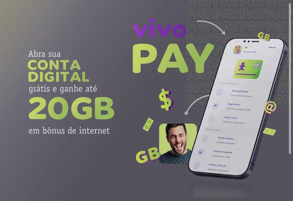 Conta digital Vivo Pay e ganhe até 20GB de bônus