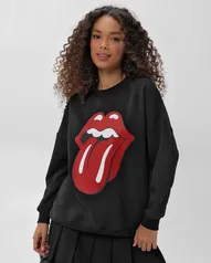 Blusa de Moletom Feminina The Rolling Stones Preta