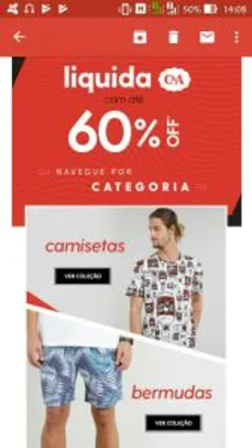 Até 60% OFF em produtos selecionados na C&A (frete grátis no app)