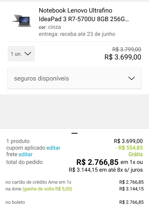 Imagem na descrição da promoção