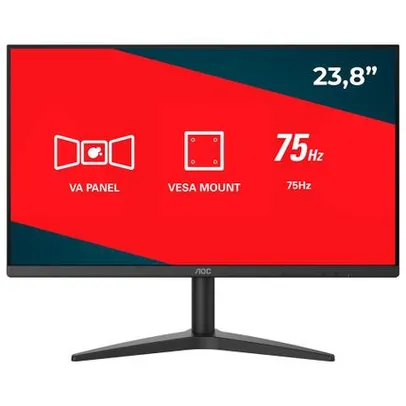 Monitor LED Full HD AOC 23.8” VA HDMI Bordas Finas 24B1XHM. | R$ 757