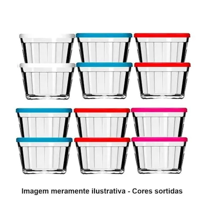 Tigela de Vidro Americano 4010 600ml 12 Peças Cores Sortidas Grande - Nadir