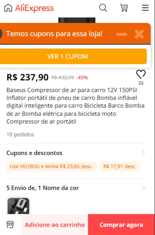 Imagem na descrição da promoção