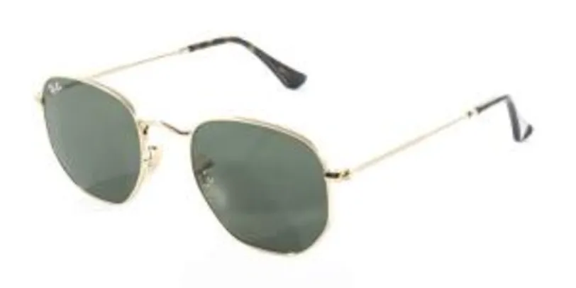 Óculos de Sol ORIGINAL Ray Ban Hexagonal Metal RB3548 Ouro Lente Verde G15 Flat Tam 51