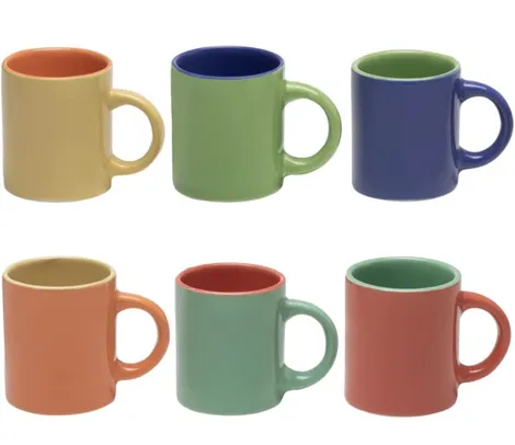 Mini Canecas Bicolor Para Café Com 6 Peças Multicolor