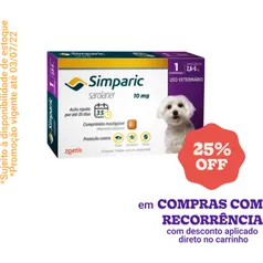 Simparic para Cães de 2,6 a 5 Kg (10 mg) - Antipulgas | Vencimento Próximo