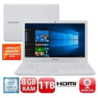 Notebook Samsung Core i5-7200U 8GB 1TB Tela 15.6” Windows 10 Expert X22 NP300E5M-KD3BR - R$ 2066