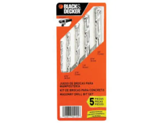 Jogo de Brocas para Concreto BlackDecker - 5 Peças de 4 à 10MM BD0090CS - R$15