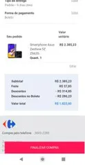 ASUS Zenfone 5Z 4GB RAM 64GB Armazenamento (BOLETO) por R$ 1784