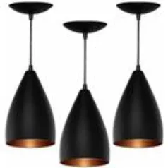 Bala Kit 3  Lustres Pendentes Luminarias Vegas Preto In Bronze