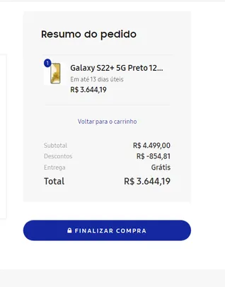 [ESTUDANTES] GALAXY S22 PLUS  128GB