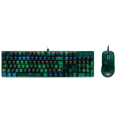 Combo Gamer Redragon, Teclado Mecânico e Mouse Rainbow, Hunter S108