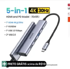 USB C HUB Tipo A 4K 30Hz HDMI PD100W 3.0 Adaptador Multifuncional Dock 