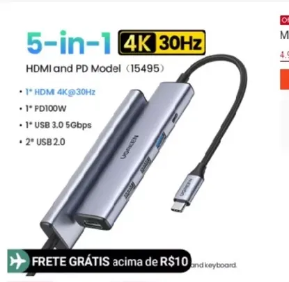 USB C HUB Tipo A 4K 30Hz HDMI PD100W 3.0 Adaptador Multifuncional Dock 