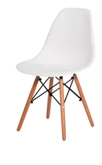 [Ame SC R$ 73,94] Cadeira Charles Eames Eiffel Branca Base Madeira Sala Cozinha Jantar