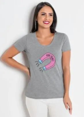 T-Shirt Mescla com Estampa R$15