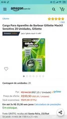 [PRIME DAY] Carga Para Aparelho de Barbear Gillette Mach3 Sensitive 20 Unidades, Gillette