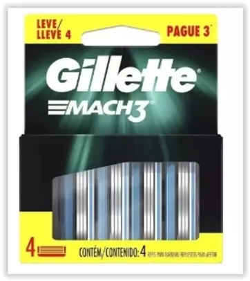 Carga para Aparelho de Barbear Gillette Mach3 - 4 unidades