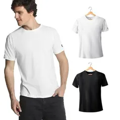 Kit com 2 Camisetas Gola Redonda Basic Regular Preta e Branca - Polo Match | R$ 65