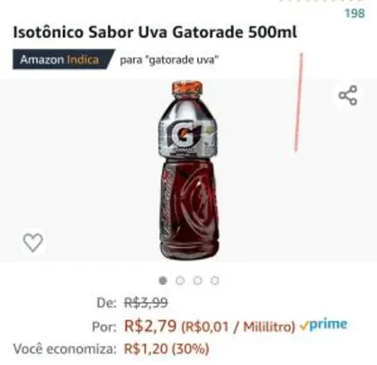 PRIME Gatorade Sabor Uva | R$ 2,79