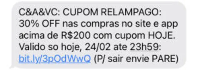 Compras na C&A com 30% OFF