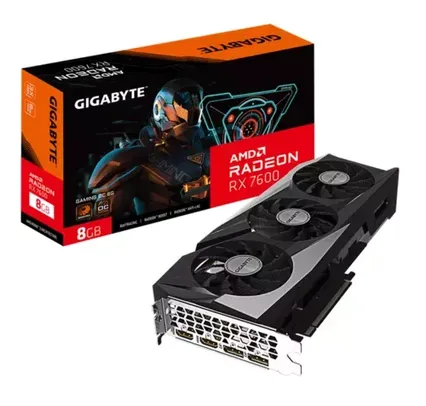 Placa De Vídeo Gigabyte AMD Radeon RX 7600 Gaming OC, 8GB, GDDR6, FSR, Ray Tracing, GV-R76GAMING OC-8GD