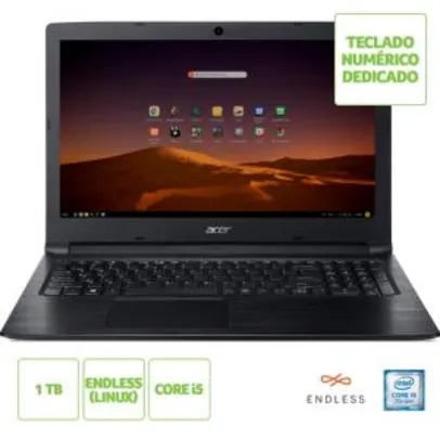 [R$1.421 AME+CC Shoptime] Notebook Acer Aspire A315-53-5100 Intel Core I5 4GB 1TB 15,6" Linux | R$1.672