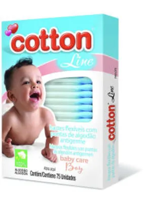 Saindo por R$ 1,24: Hastes Flexíveis Cartucho Com Visor Baby Care Boy Com75 Unid, Cotton Line R$1,24 | Pelando