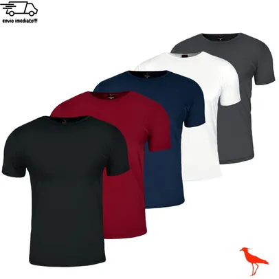 Saindo por R$ 81: Kit 5 Camisetas Masculina Lisas Algodão 100% Confortável Academia Ducam 10 Cores Sortidas 30.1 | Pelando