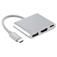 Adaptador USB-C para HDMI, USB C e USB A, MD9, Alumínio - 7750