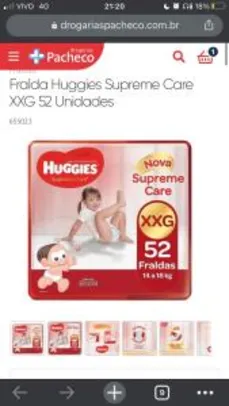 Fralda Huggies Supreme Care XXG 52 Unidades | R$ 38