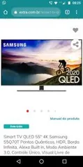 Smart TV QLED 55" 4K Samsung 55Q70T Pontos Quânticos | R$ 4.065