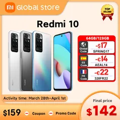 Global Version Xiaomi Redmi 10 64GB/128GB New Smartphone 50MP AI Quad Camera 90Hz FHD Display MediaTek Helio G88 Octa Core