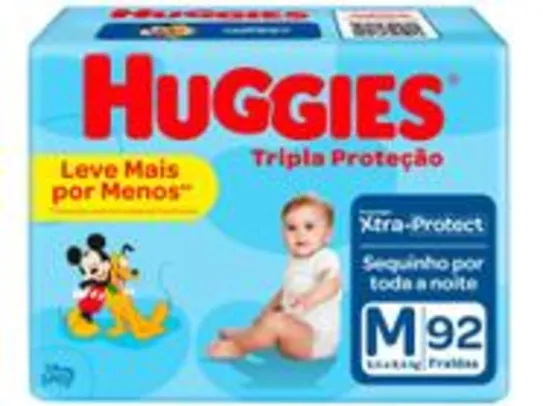 [App/ MagaluPay] Fralda Huggies Tripla Proteção - Tam. M 5,5 a 9,5kg 92 Unidades