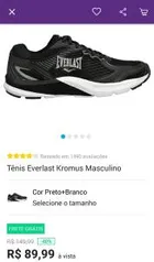 Tênis Everlast Kromus Masculino - Preto e Branco | R$90