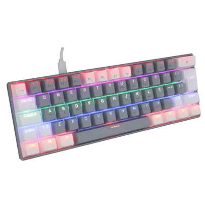 Teclado Mecânico Gamer SuperFrame Crepz, Rainbow, Switch Outemu Blue, ABNT2, 60%, Grey/White, SF-CRE