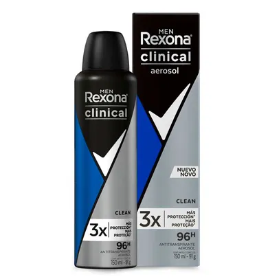 [60%Off na 2ª unid  R$12,53] Antitranspirante Rexona Clinical Clean 150ml