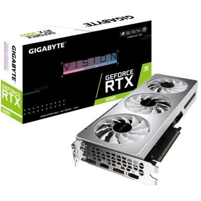 Placa de Vídeo Gigabyte GeForce RTX 3060 VISION OC 12G, LHR, 12GB, GDDR6, DLSS, Ray Tracing, GV-N306