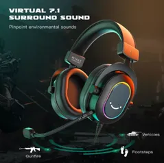 Headset Gamer FIFINE H6, 7.1 Surround, Drivers de 50mm, RGB, USB, Black