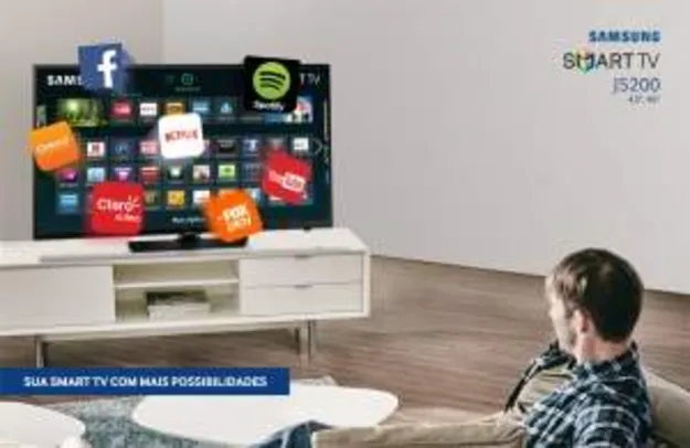 [PONTO FRIO] Smart TV LED 48" Full HD Samsung 48J5200 com Connect Share Movie, Screen Mirroring, Wi-Fi, 2 Entradas HDMI e USB