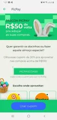 30% de cashback (até R$50) em compras a partir de R$100 nas lojas Cencosud